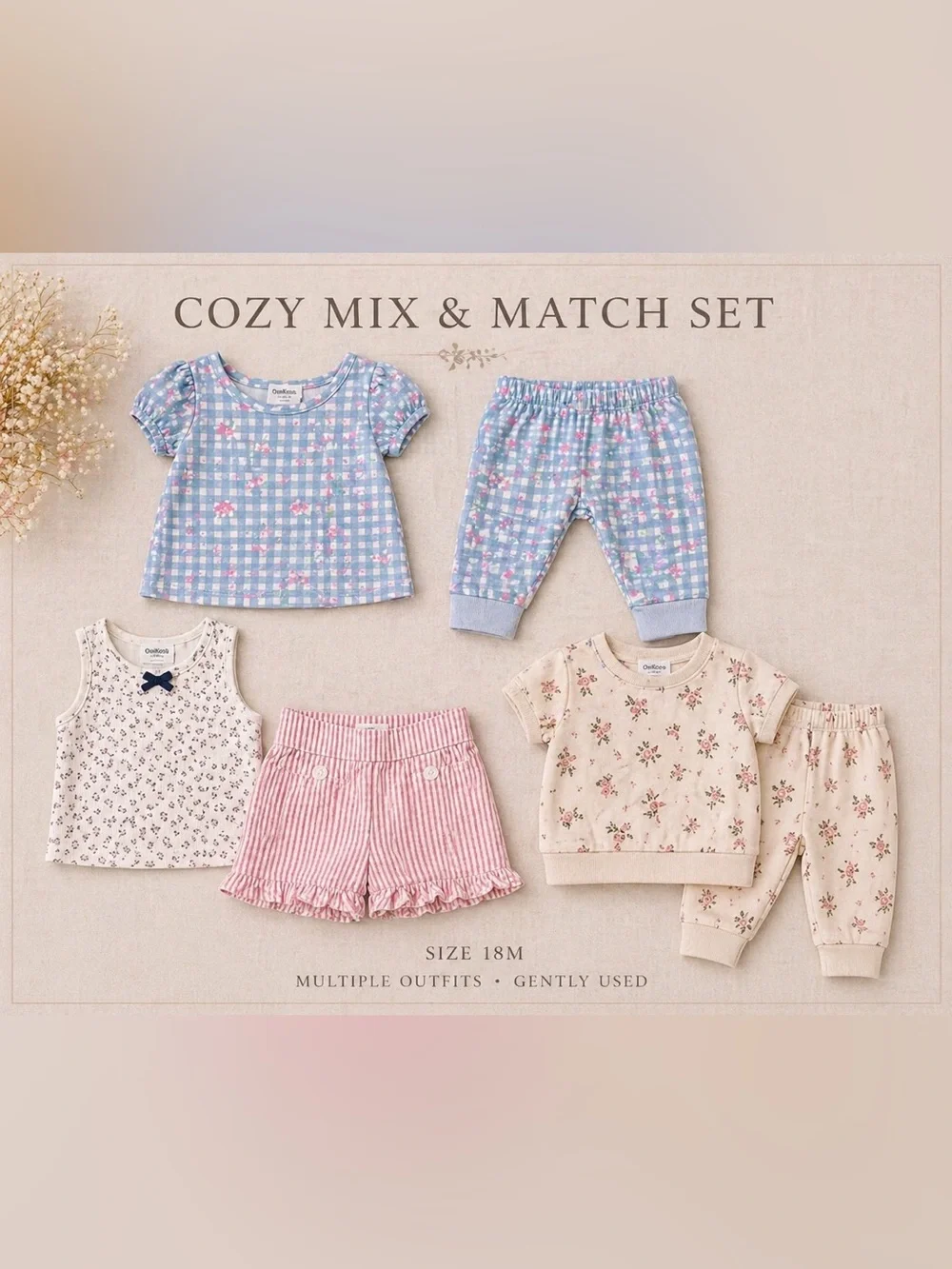 Baby Girl Summer Outfit Set 18M Tops & Shorts Bundle Cute Floral